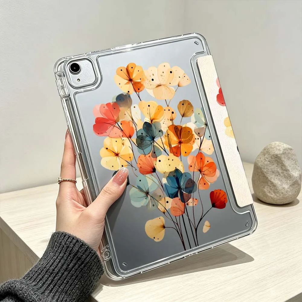 Artistic Floral Pattern For iPad Pro Air mini 6 5 4 3 2 1 11th 10th 6th 5th M5 M4 M3 M2 9gen Foldable 3Y Tablet Case Soft