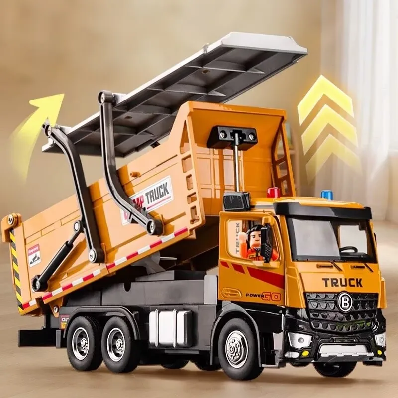 

1/24 City Heavy Tipper Dump Truck Model Diecasts Metal Toy Slag Coal Mine Transport Vehicles Car Model Sound and Light Kids Gift