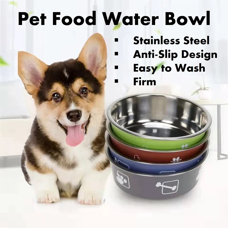 Non-slip Dog Bowls for Small Medium Large Dog Feeder Bowls and Drinkers Stainless Steel Food Water Pet Dog Cat Puppy Accessories