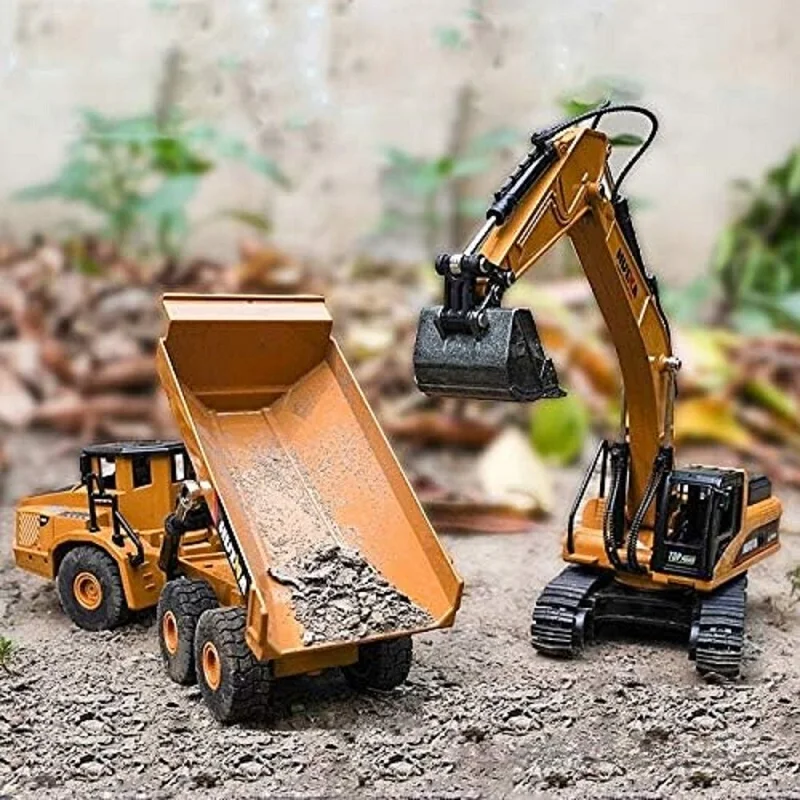 1:50 Excavator Dump Car Crawler Truck Alloy Bulldozer Car Construction Tractor Toy Metal Model Vehicle For Kids Gifts Boy Toys