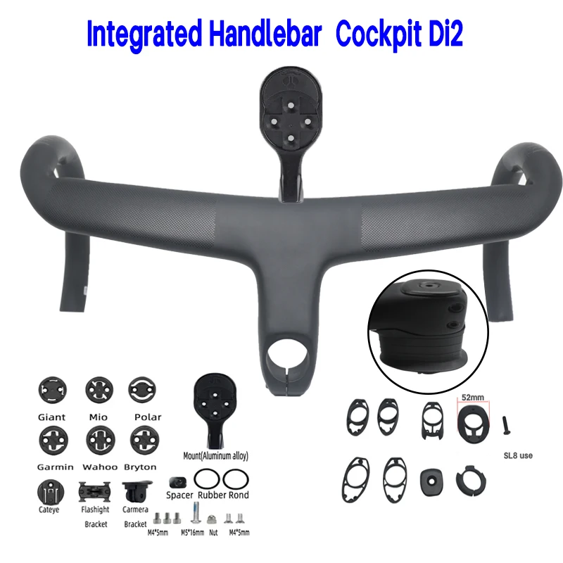 

Road carbon handlebar carbon power internal cable wiring bicycle handlebar DI2 for SL8 28.6mm bike frame parts 380-440mm
