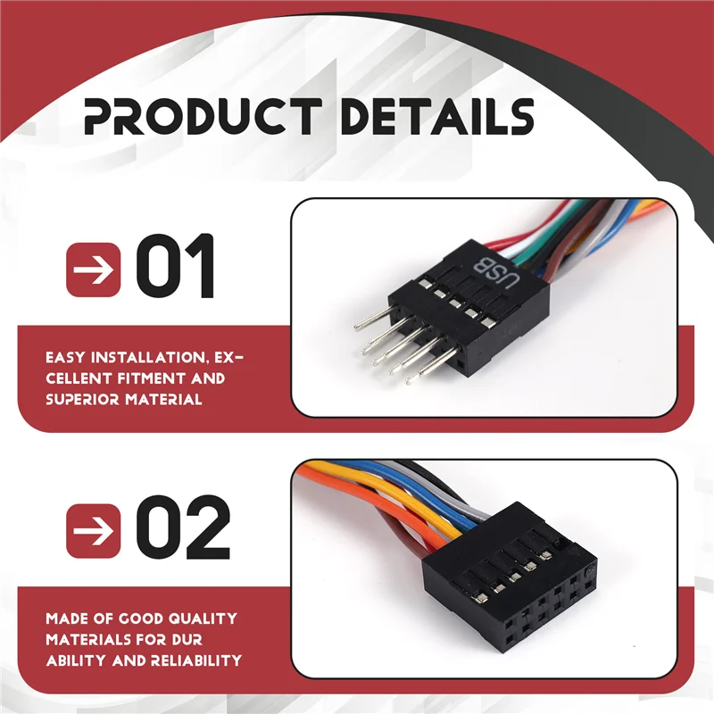 A13E-For Lenovo Motherboard To Ordinary Chassis Adapter Cable,USB 9-Pin Revolution 11-Pin Female Conversion Cable 24AWG, 5Pcs