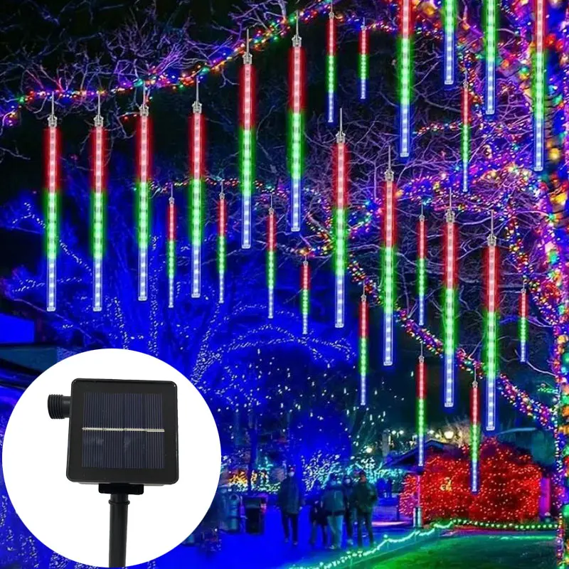 

Christmas Solar String Lights 8 Tube Solar Meteor Shower Rain Light Waterproof Outdoor Garden Patio Waterfall Raindrop Lights