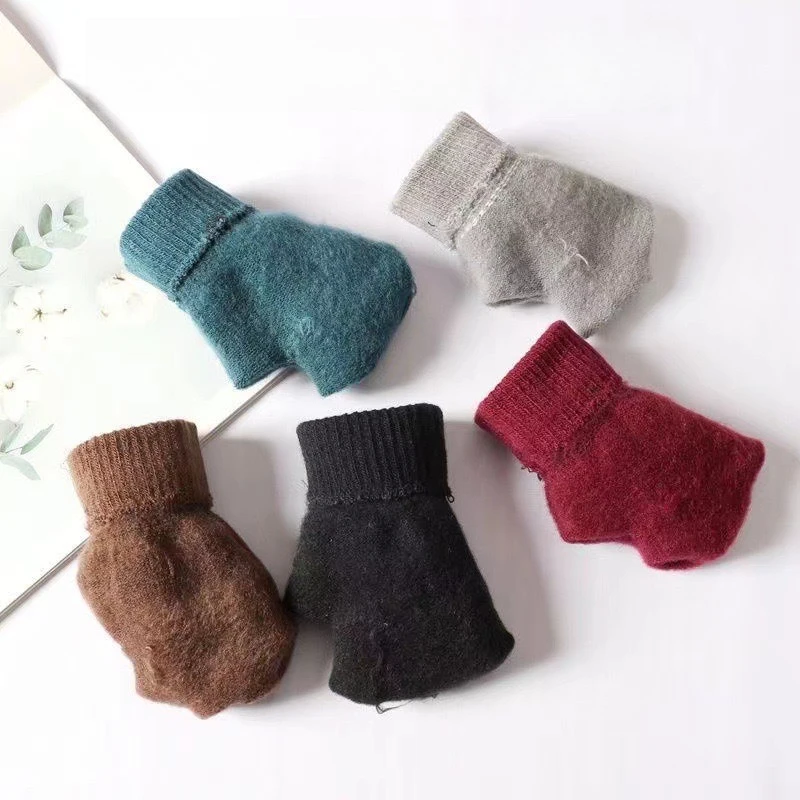 Damen-Vollfinger-Handschuhe, Winter-Damen-Strickhandschuhe, Fäustlinge, einfarbig, für tägliches Sporttraining, Laufen