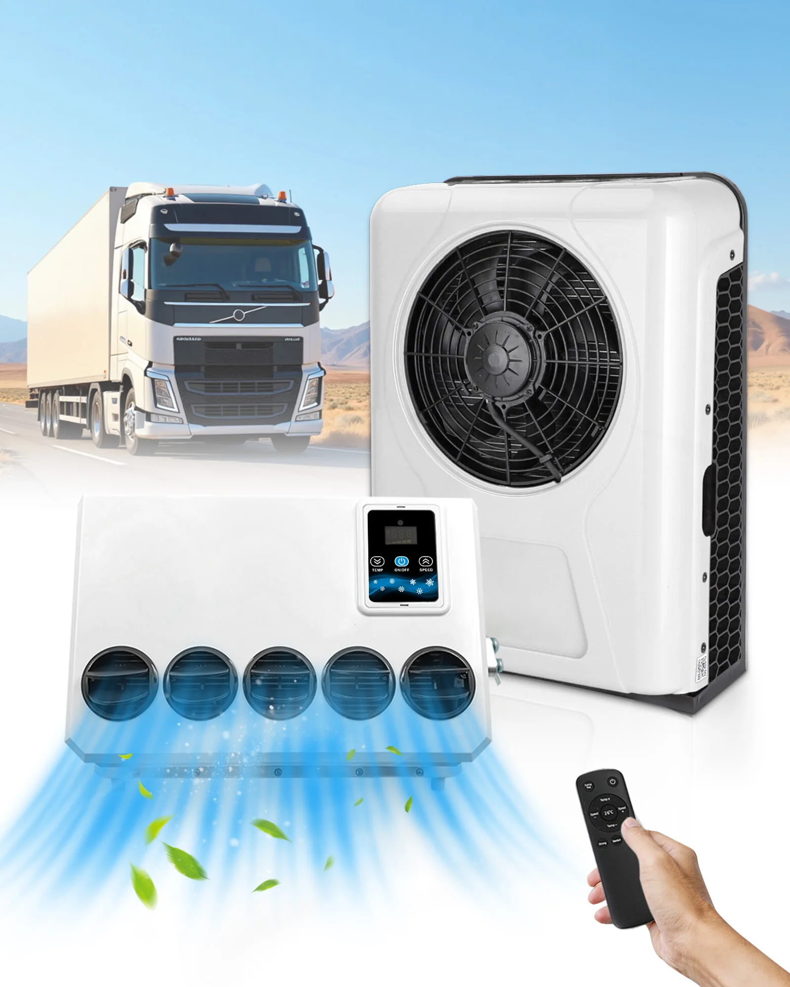 Treeligo 12V Neue elektrische Split-Klimaanlage für Auto/Wohnmobil, 12V Universal-Klimagerät mit schneller Kühlung, hohem Luftstrom, horizontaler Installation für Wohnmobile, LKW, Traktoren, Vans,