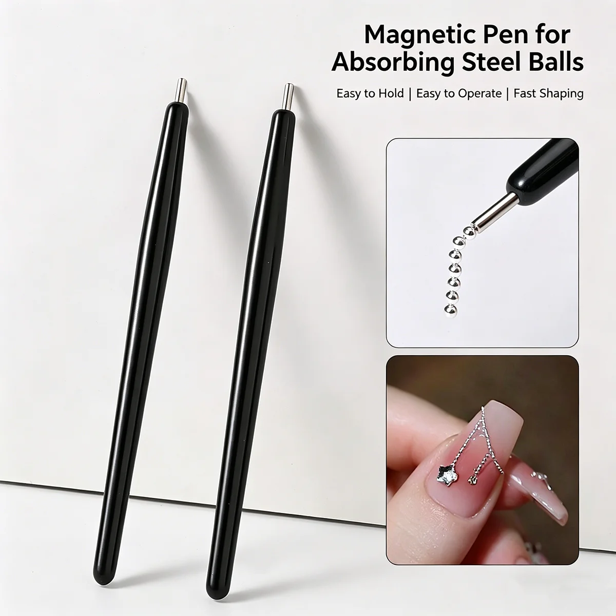Herramienta magnética fuerte de doble punta para uñas, bolígrafos magnéticos para esmalte de uñas efecto ojo de gato, kit de arte de uñas para uso en salón, estudio o en casa.