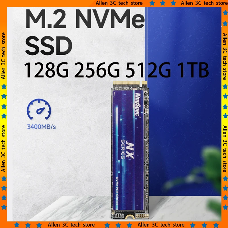 Original KingSpec 128GB 256GB 512GB 1TB Hard Disk M.2 NVMe SSD PCIE NVMe 2280 Custom Disk Internal Hard Drive for Laptop PC