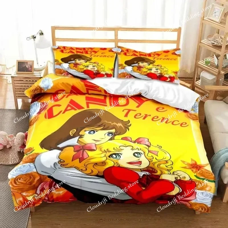 

3D Print Manga Candy Cute Bedding Set,Duvet Cover Comforter Bed Set Quilt Cover Pillowcase,King Queen Twin Size Boys Girls Adult