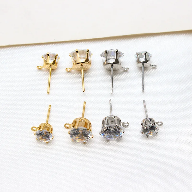 4mm 6mm 8mm Turtle Claw Earring Pin With Pendant Clasps DIY Jewelry Making Accessories Crystal Rhinestone Hook Earwire Wholesale