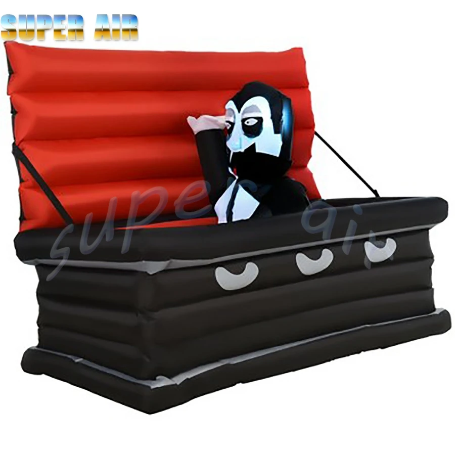 Outdoor Halloween decoration inflatable Vampire Emerging from giant coffin with blower for backyard