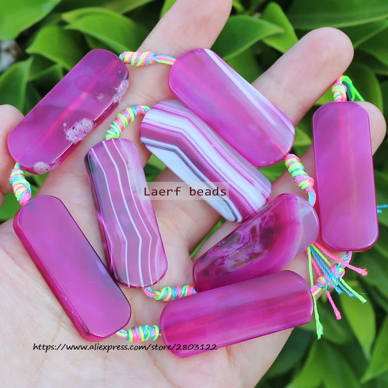 8pcs Around 15-16x38-40mm Natural  Agate Rectangular shape  beads 15inch ,For DIY Jewelry Making !