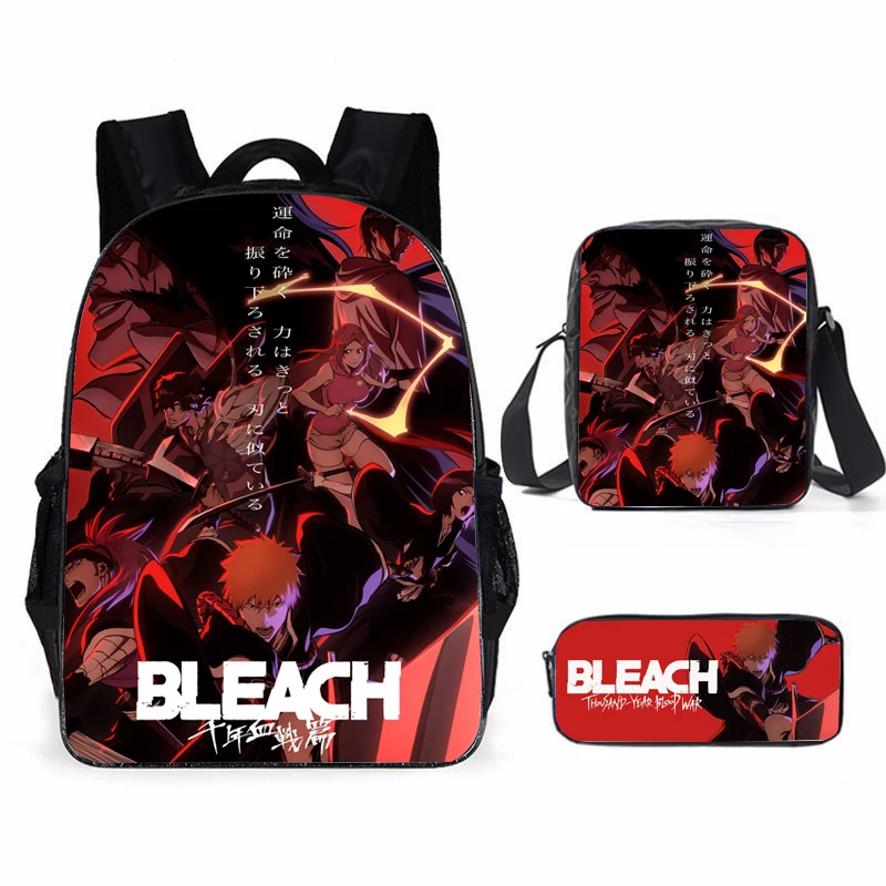 Sac à dos de voyage Anime pour enfants, sac à crayons, sac à dos cosplay, ensemble de 3 pièces, BLEAménagement, SR, sacs d'école pour adolescents, garçon