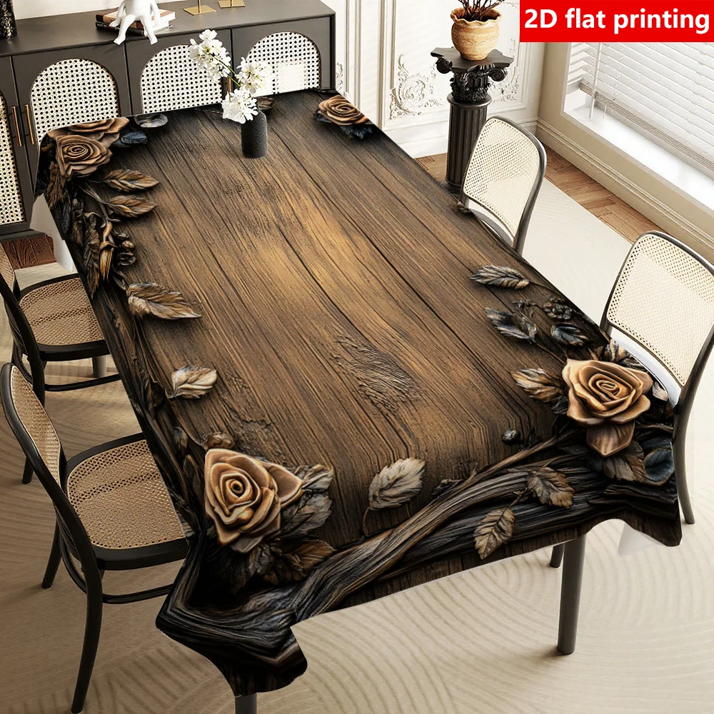 Printed rectangular tablecloth, durable polyester tablecloth