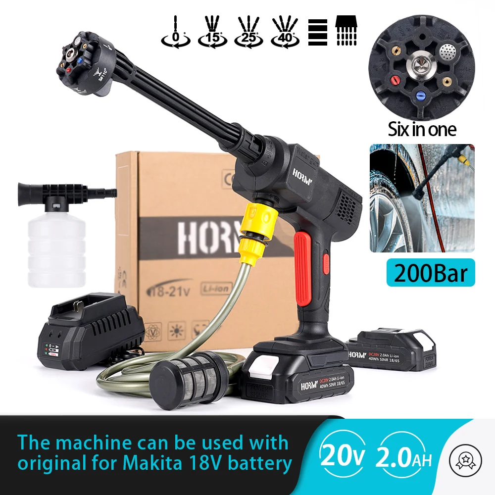 

20V Cordless High Pressure Car Washer Spray Water Gun 2000mAh Battery Foam Generator Car Washing Machine for Home