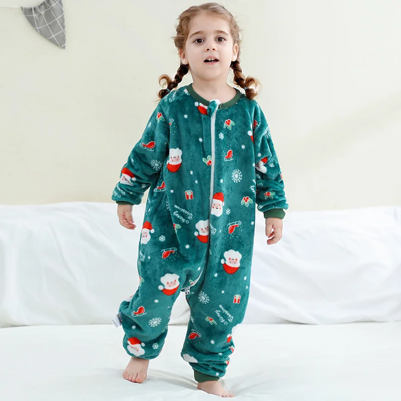 Children One-piece Pajamas Winter Sleepwear for Kids Boys Girls Sleeping Bag Flannel Christmas Sleepwear Baby Blanket Sleepers