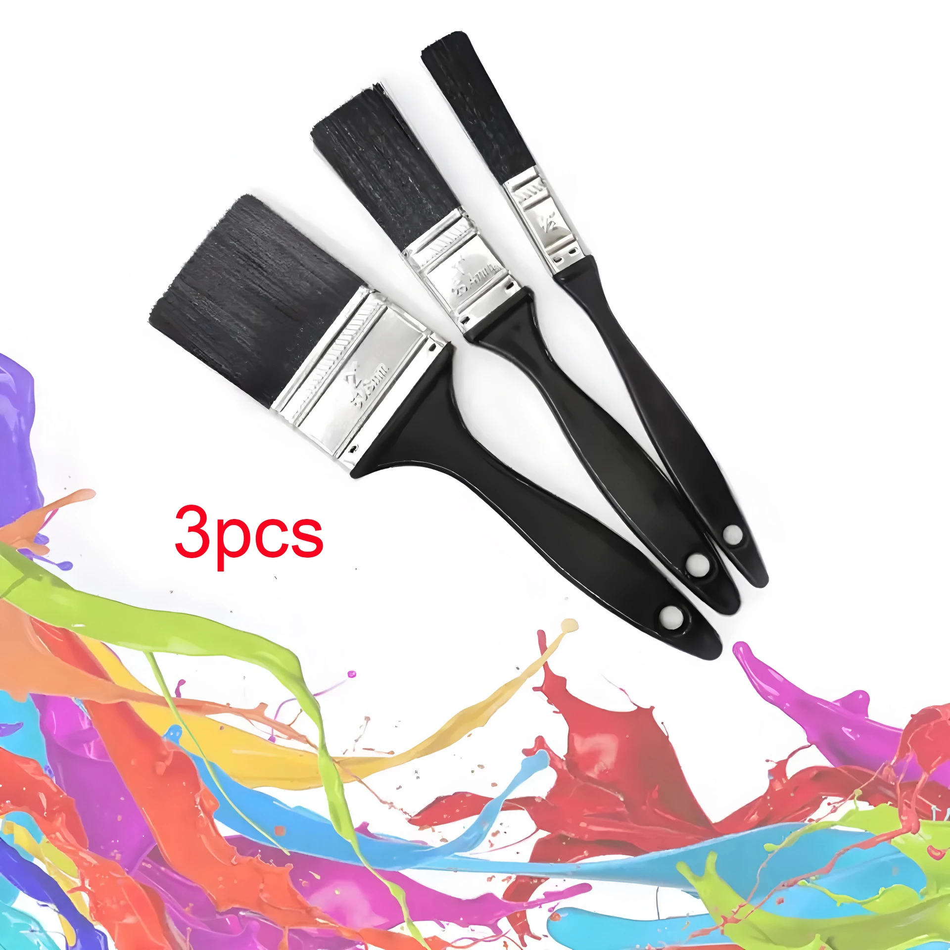 3pcs Thickened Paint Brush Apply Evenly Cleaning Tool Plastic Handle Brush Plastics Solid Wall Brushing Tools Wall Painting