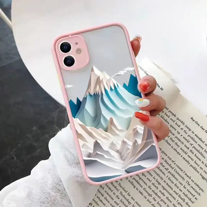 Printing Landscape Phone Case For iPhone 15 14 13 12 11 Pro Max Mini XS X XR SE 7 8 Plus Creative Mountains Shockproof Cover