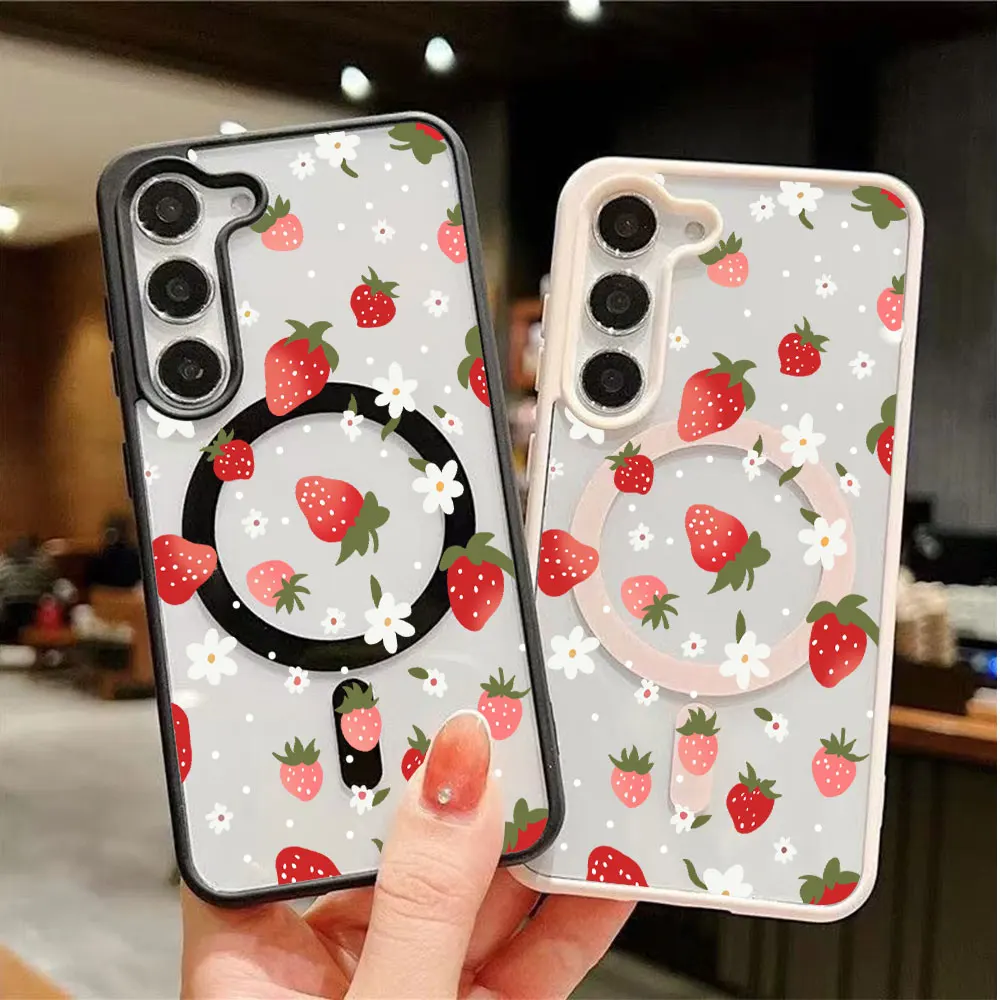 甘いイチゴ柄のマグネット式スマホケース Samsung Ga - Strawberry Huller のレビューと価格