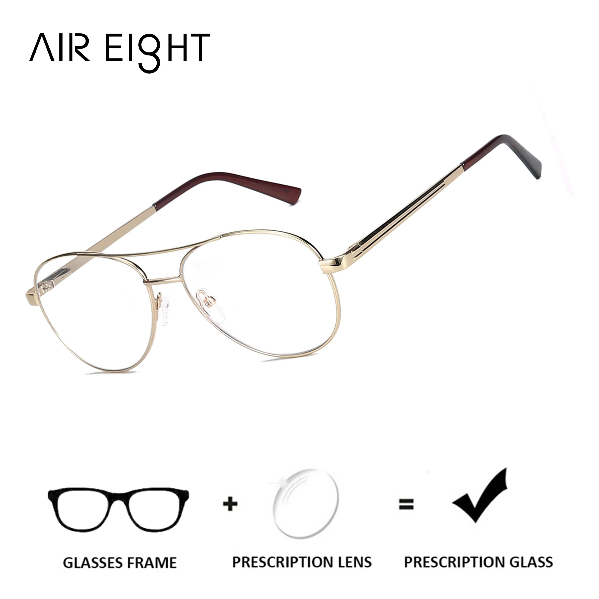 

AIR EIGHT Metal Pilot Prescription Glasses for Man Anti Blue Light Progressive Optical Lenses With Recipe Photochromic Eyewear