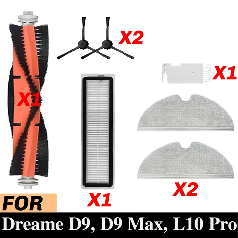 A21F-Fit For Dreame D9/D9 Max/L10 Pro 로봇 진공 예비 부품 소모품 메인 사이드 브러시 Hepa 필터 걸레 천