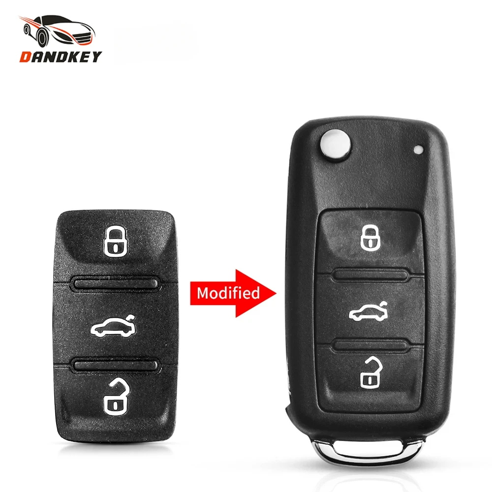 Dandkey Sillicon Rubber Car Key Case Button Pad For Volkswagen VW Passat Polo Golf Touran Bora Ibiza Leon Octavia Fabia