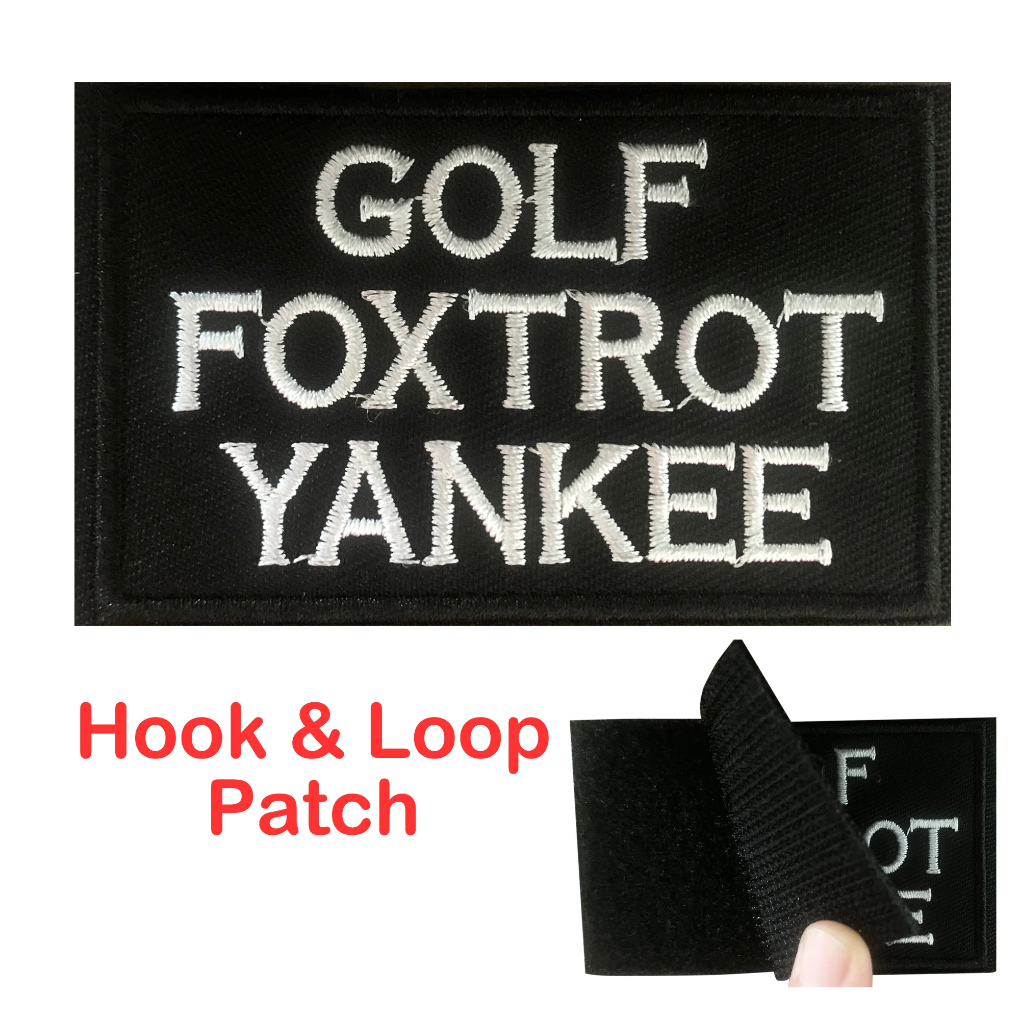 Hook and Loop Patch for Personalization, Golf Foxtrot Yankee 3D Embroidered Patchwith Soft Loop Patch, Attached Tactical Patch,