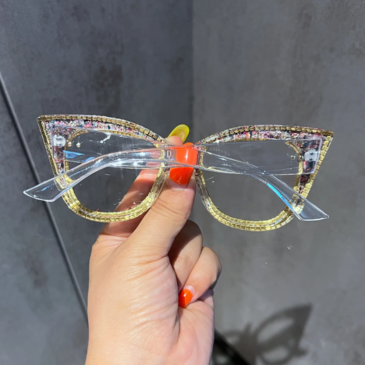 Handmade Mix Stones Decoration Cat Eyes Women Anti Blue Glasses Computer Frame Optical Lenses New Arrival 2024