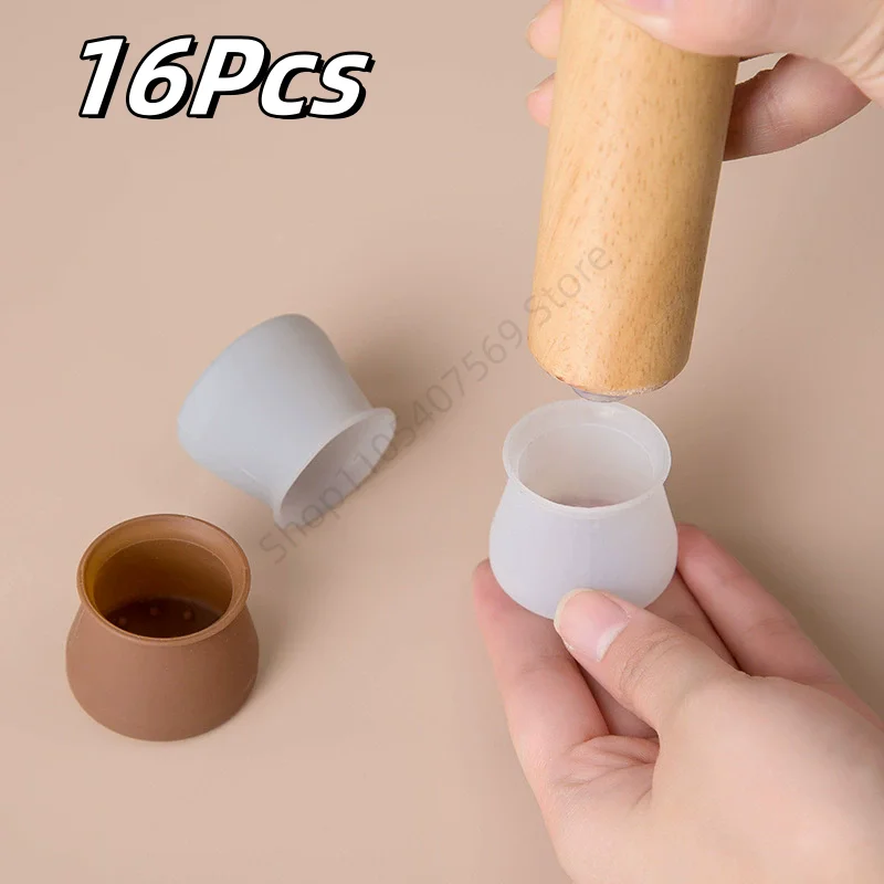 16Pcs Rubber Chair Leg Protectors Pads with Felt Scratch-Free Furniture Caps Noise-Reducing Wood Floor From Scratches Pad