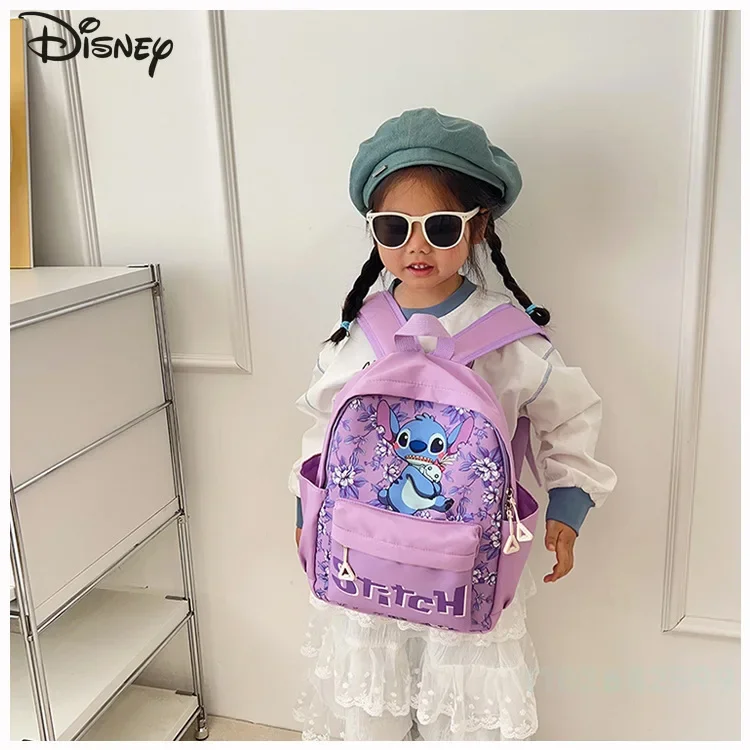 Stitch New Children's Backpack Fashion High Quality Nylon Girls' Backpack Cartoon Versatile Multi Functional Student Backpack