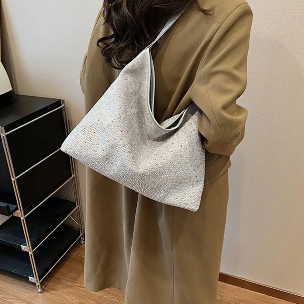 

Temperament Rhinestone Shiny Shoulder Bag Sparkly Luxury Ladies Diamond Tote Bag Crystal Large Capacity Evening Bag Wedding