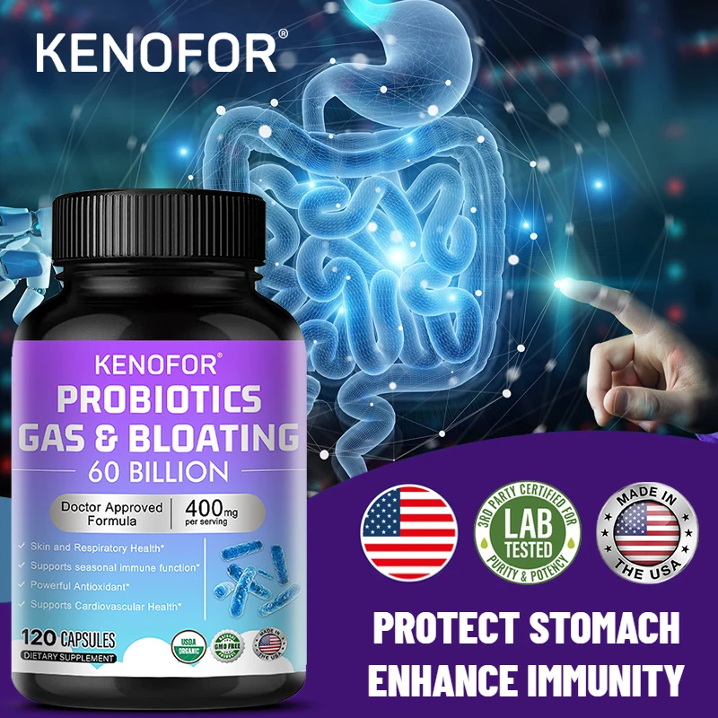 KENOFOR Probiotics Help Relieve Abdominal Pain, Bloating and Constipation Supports Digestive, Cardiovascular, and Immune Health.