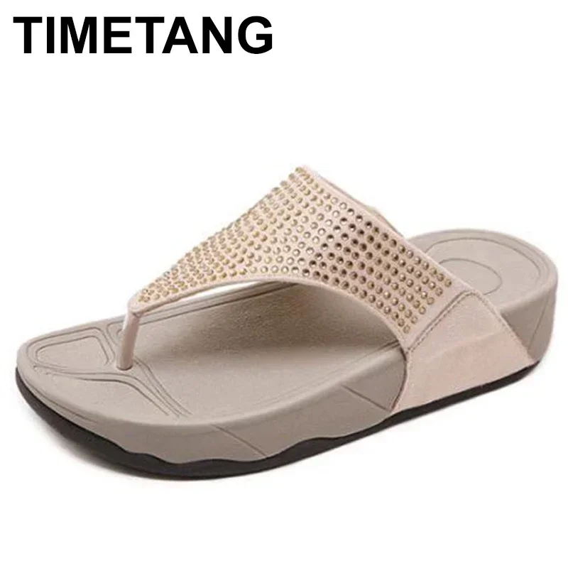 TIMETANGRhinestone Women Slippers FlipFlops Summer WomenCrystal Diamond Bling Beach Slides SandalsCasualShoes platformWoman shoe