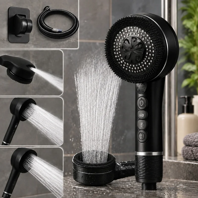 Adjustable Shower Head for Bathroom with Integrated Filter and Quad-Mode Water Flow Control