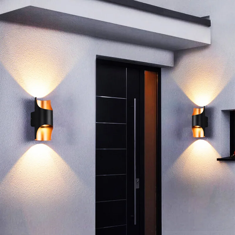 Modern Minimalist Outdoor Waterproof Led Wall Light For Hotels Decor Black Aluminum Material Wall Sconce Light Double Light