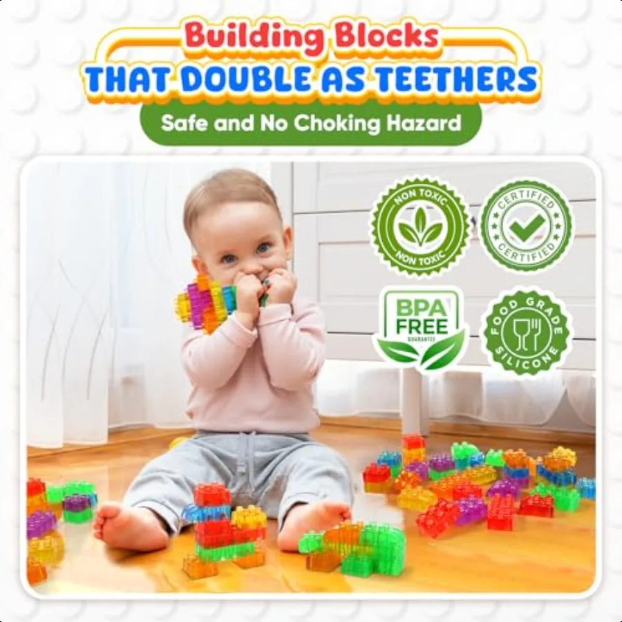 LESONG Zintuiglijke zachte bouwstenen voor peuters 36 stuks Jelly Squishy Stapelblokken voor peuters 13 Zintuiglijk speelgoed voor met Auti
