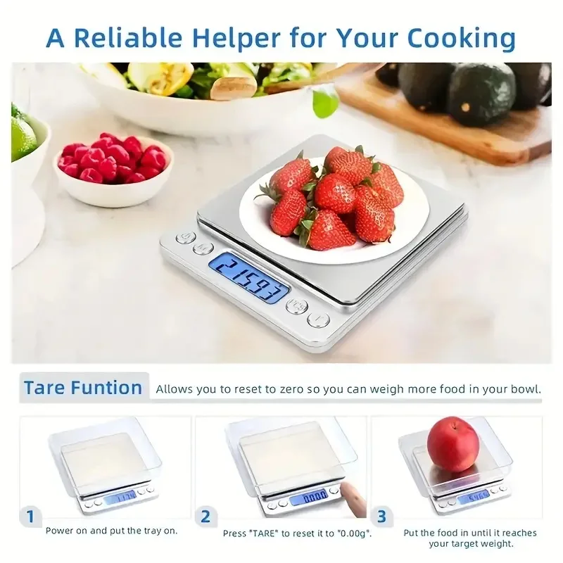 1pc Digital Kitchen Scale Mini Pocket Stainless Steel Precision Jewelry Electronic Scale Food Baking Scale Kitchen Gadgets