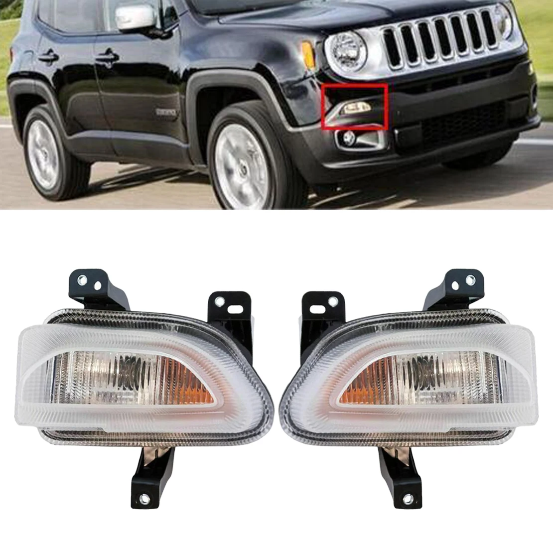 

1 Pair 68256432AA 68256431AA Car Front Left & Right Park Turn Signal Light Lamp Fit for Jeep Renegade 2018 2017 2016 2015