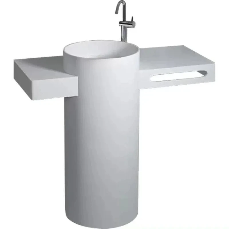 Customized Artificial Stone Integrated Floor-Type Pedestal Basin Table Top Wash Basin Square Vertical Wash Basin Hotel