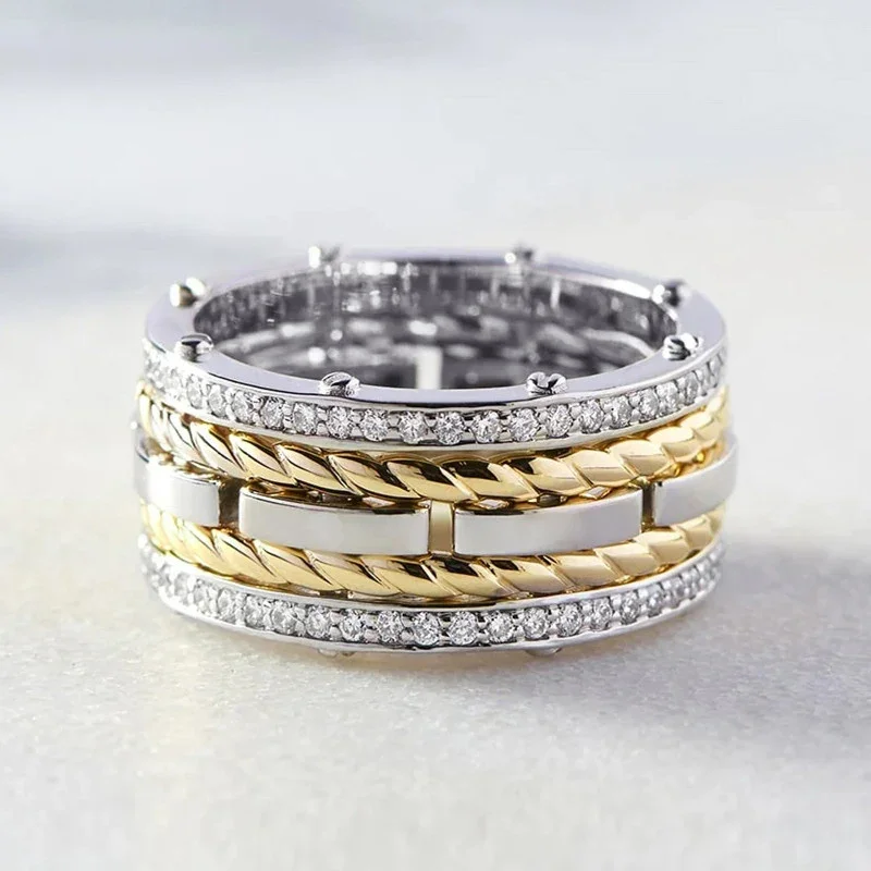 

CAOSHI панк двухцветные металлические кольца для мужчин/женщин в стиле хип-хоп Рок крутые креативные дизайнерские аксессуары свадебные парные бриллианты уникальные ювелирные изделия