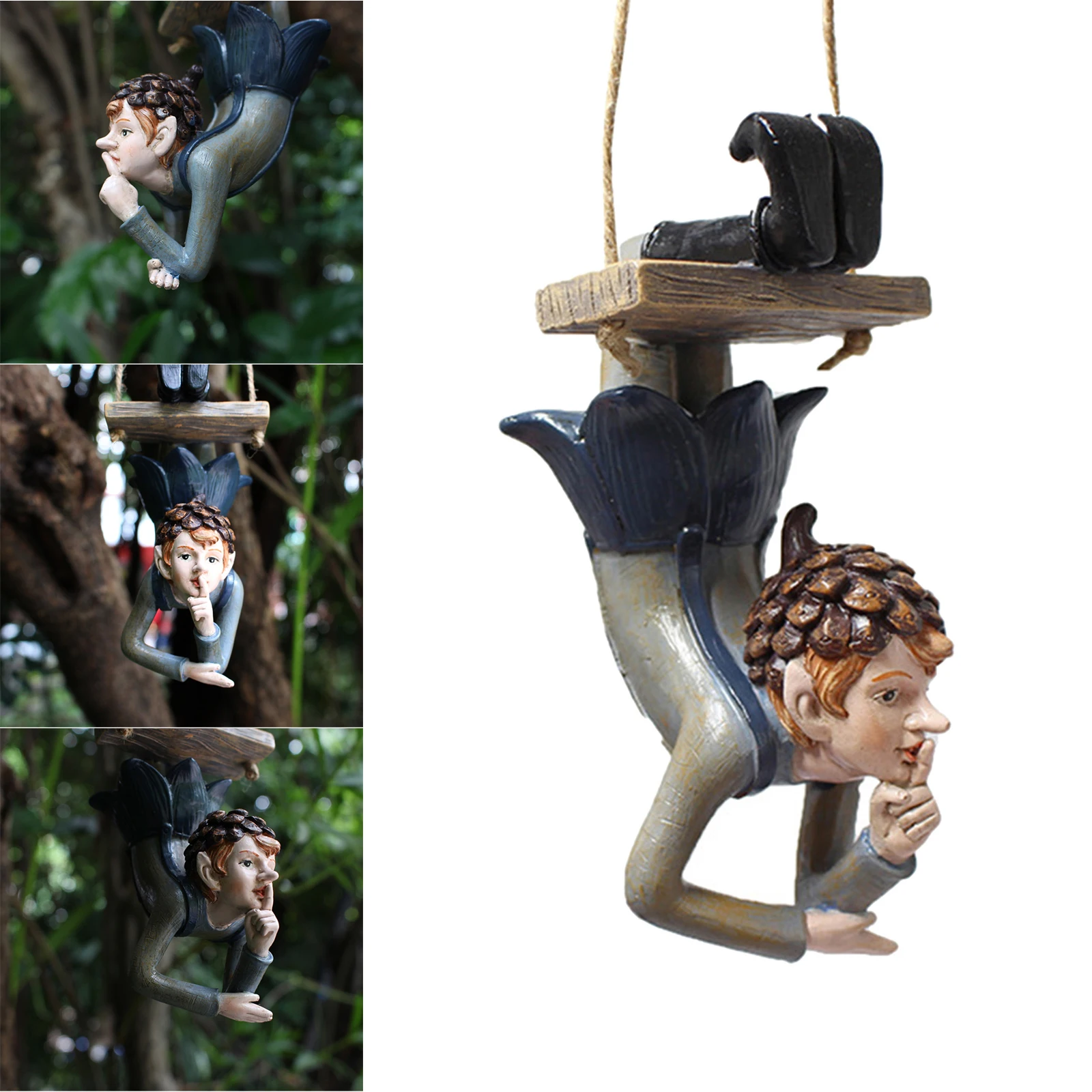 Adorable Hanging Elf Ornaments Crafts Garden Miniature Sculptures Elf Figurine for Backyard Lawn Patio Holiday