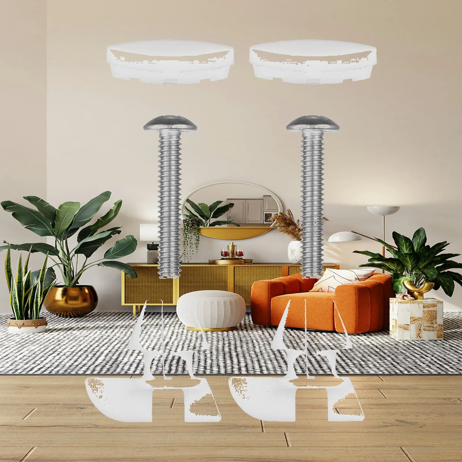 

Toilet Seat Bumper Hardware Kit Quiet Use Anti Slip Easy Install Stainless Steel Bolts Bathroom Repair for 1133024 1236365