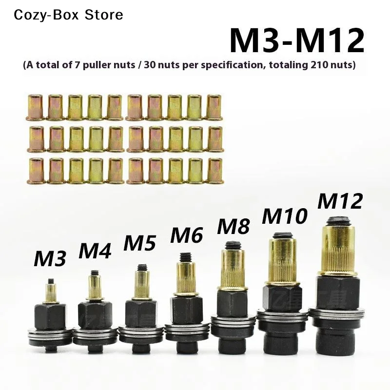 [ZY]11Pcs Manual Riveter Nut Tool Accessory For Nuts M3 M4 M5 M6 M8 M10 M12 Simple Installation Hand Rivet Nut[ZY]