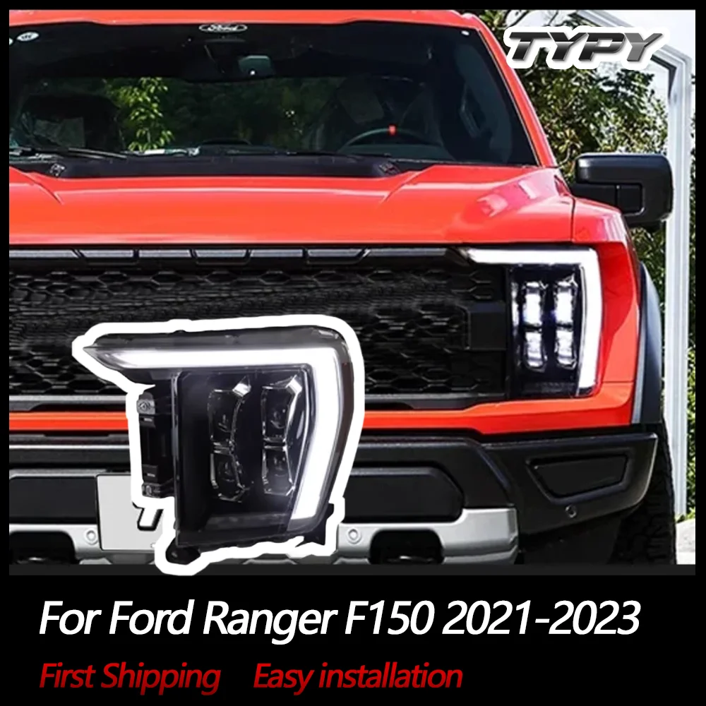

TYPY New LED Headlight Upgrade Modified Full Head Lamp For Ford Ranger F150 2021-2023 Turn Signals Daytime Running Lights
