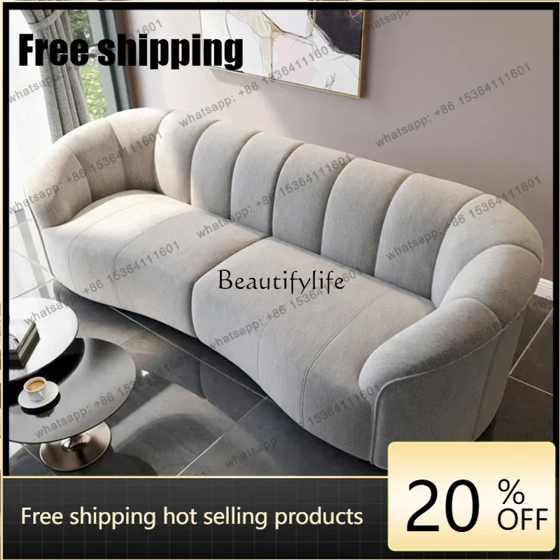 Customization Modern light luxury simple living room leave-in technology cloth sofa beauty salon front desk reception leisure