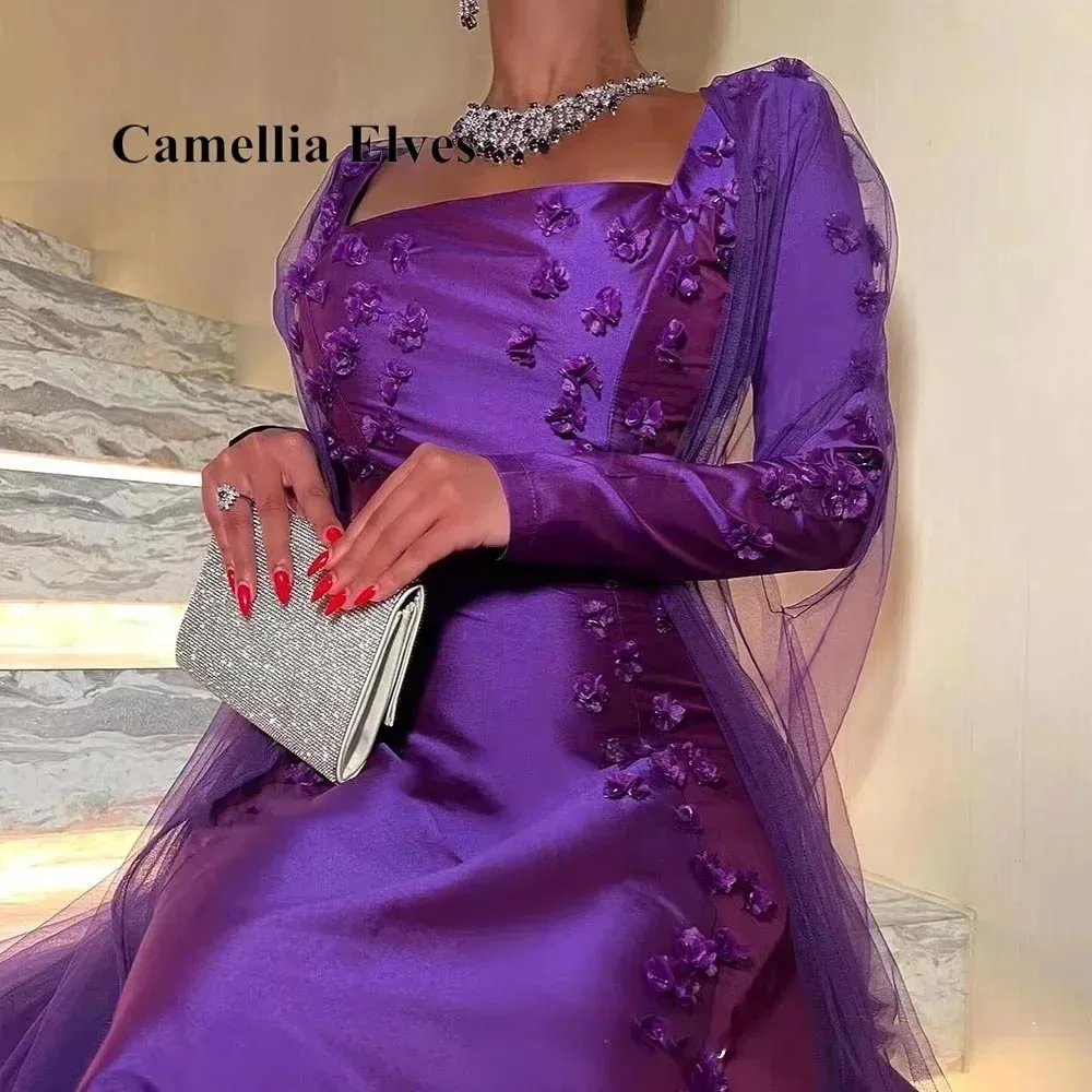 Vestido de noche de sirena de manga larga, exquisito, personalizado, encantador vestido de fiesta con apliques de flores, vestido de fiesta Sexy