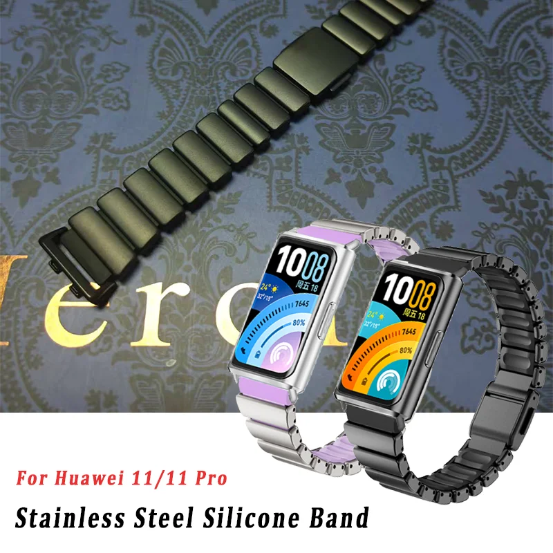 pulseira-de-metal-em-aco-inoxidavel-para-huawei-band-11-pro-pulseira-de-silicone-com-fecho-magnetico-para-huawei-band-11-bracelete-de-borracha-para-homens-e-mulheres