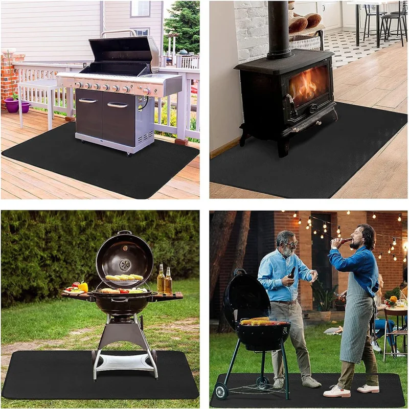 แผ่นรองย่างกันไฟ A21I แผ่นรองย่างบาร์บีคิวแบบพับได้ ป้องกันน้ำมัน แผ่นรองพื้นกันไฟ สำหรับพื้นระเบียง