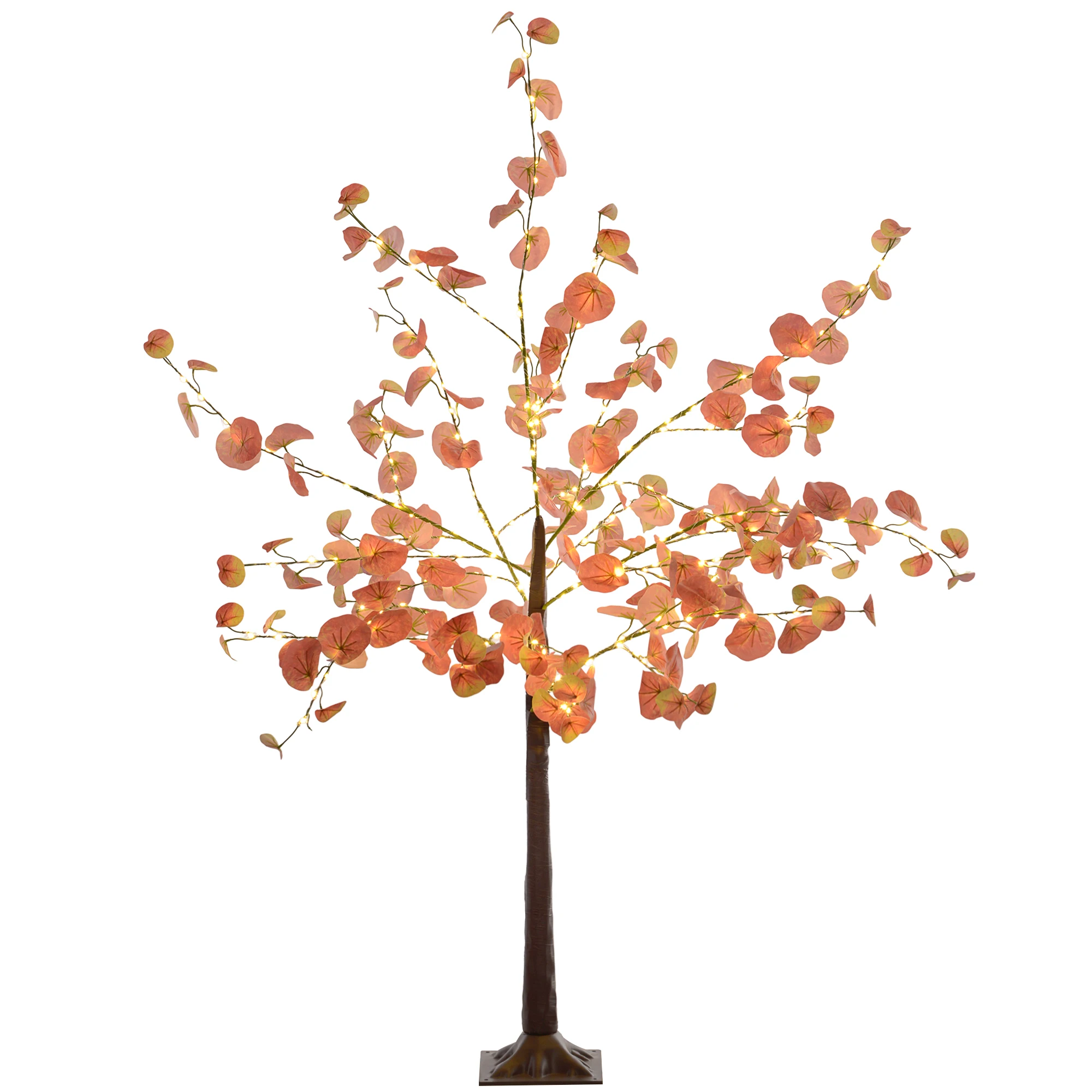 HOMCOM Artificial autumn eucalyptus tree 150 cm with 245 orange LED lights