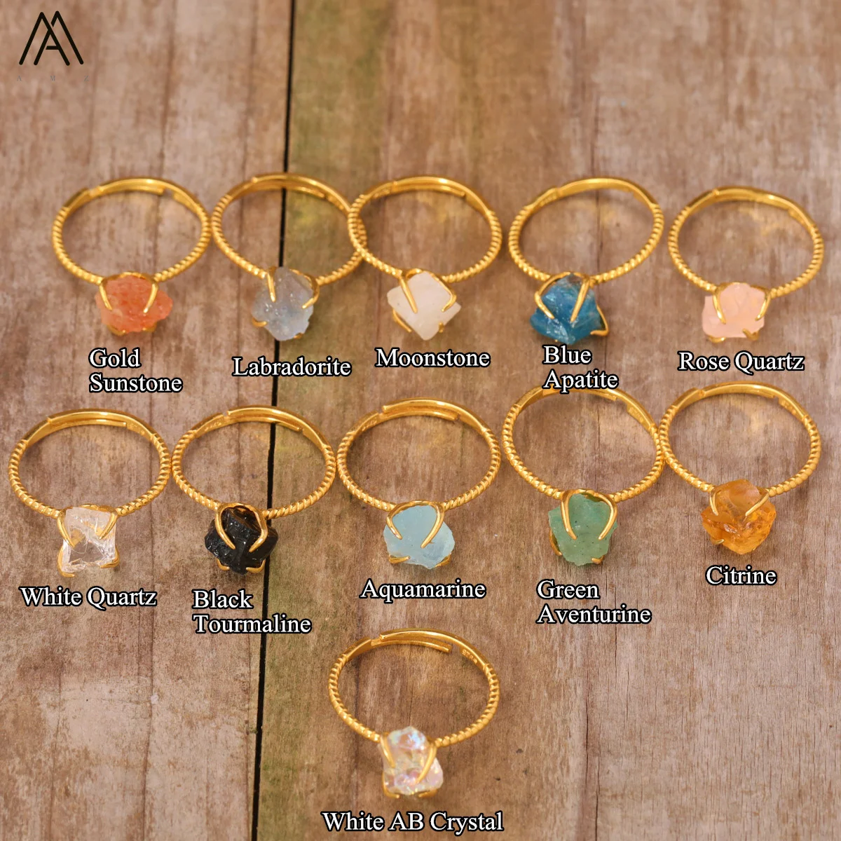 Classic Women Labradorite Stone Claw Finger Rings Exquisite Women Citrine Amethyst Crystal Adjustable Ring Fashion Jewelry Gifts