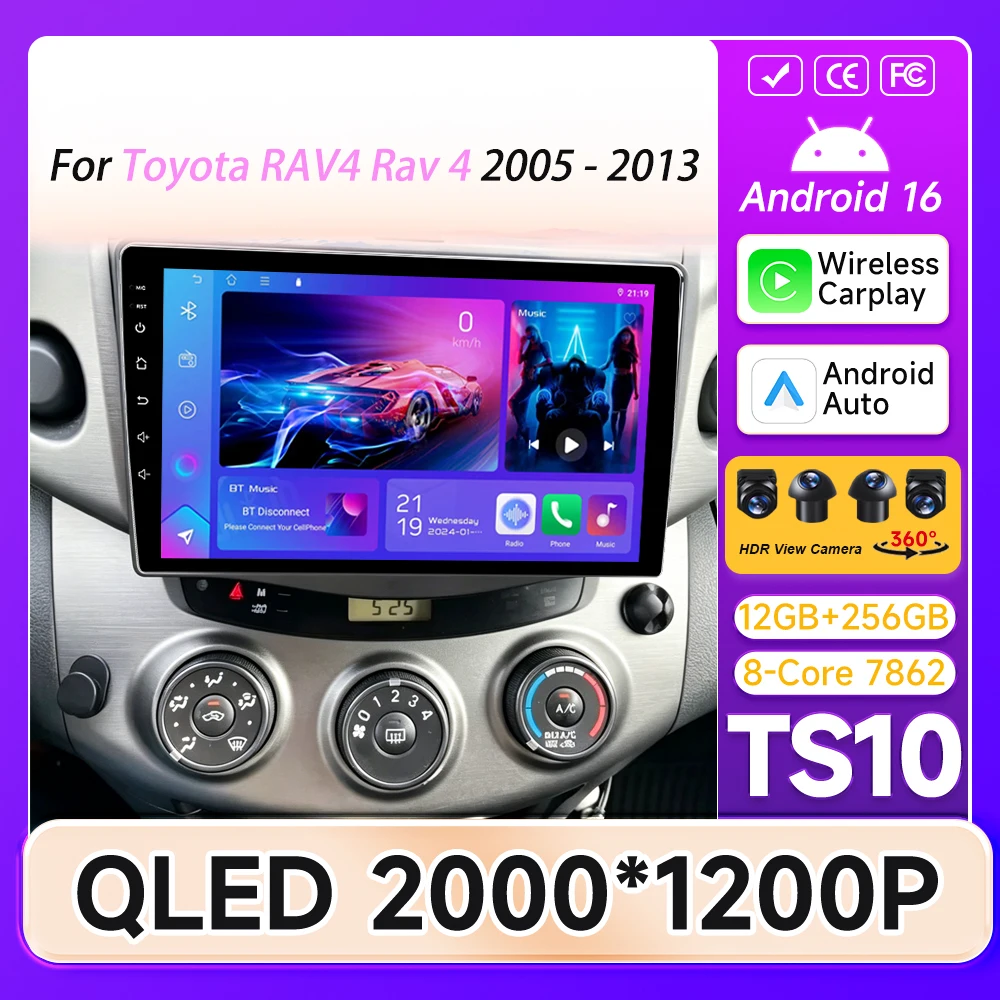 Автомагнитола Android Auto для Toyota RAV4 2005-2013, экран для автомобиля, GPS-навигация, автомагнитола без 2DIN, дисплей DSP 2K, DVD.